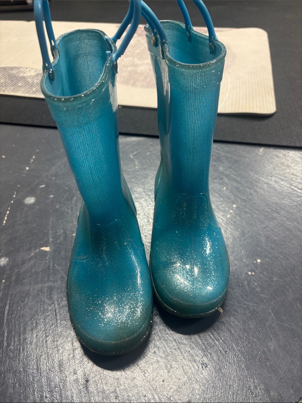 LIGHT UP Kids Teal Glitter Rain Boots – Waterproof Outdoor Boots